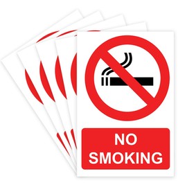 RDLCAR No Smoking Signs Rigid PVC Pack of 5 Durable Safety Warning Signs 100mm x 300mm for Public Places and Restricted Areas