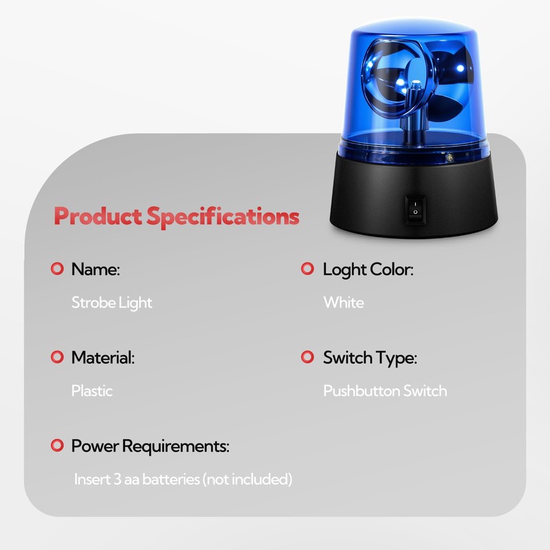 GAGIRA 2Pcs Blue Rotating Strobe Light, Battery Operated 360 Degree