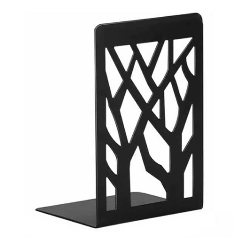 2 Pairs Tree Design Book End Iron Retro Black Decorative