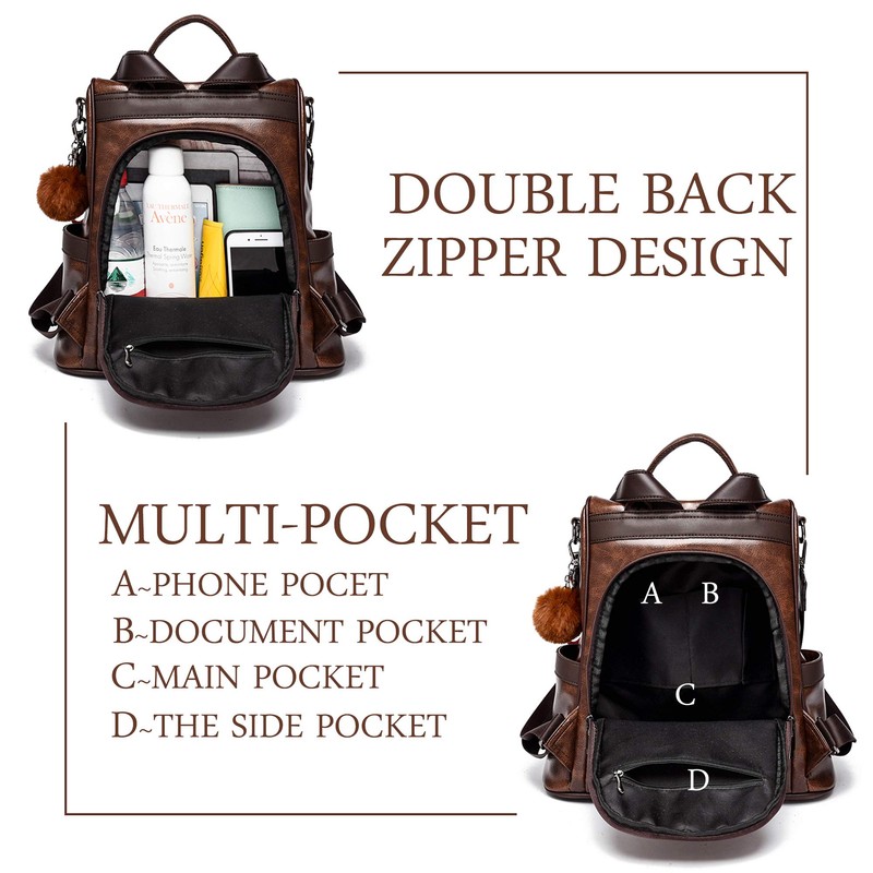 Ladies’ Soft PU Leather Backpack Handbag, Shoulder Bag, All in