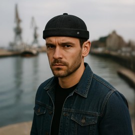 WEROR Weror-451.1 Men's Docker Hat Fishing Hat Sailor Hat Cotton Knitted Hat, black, Unit size