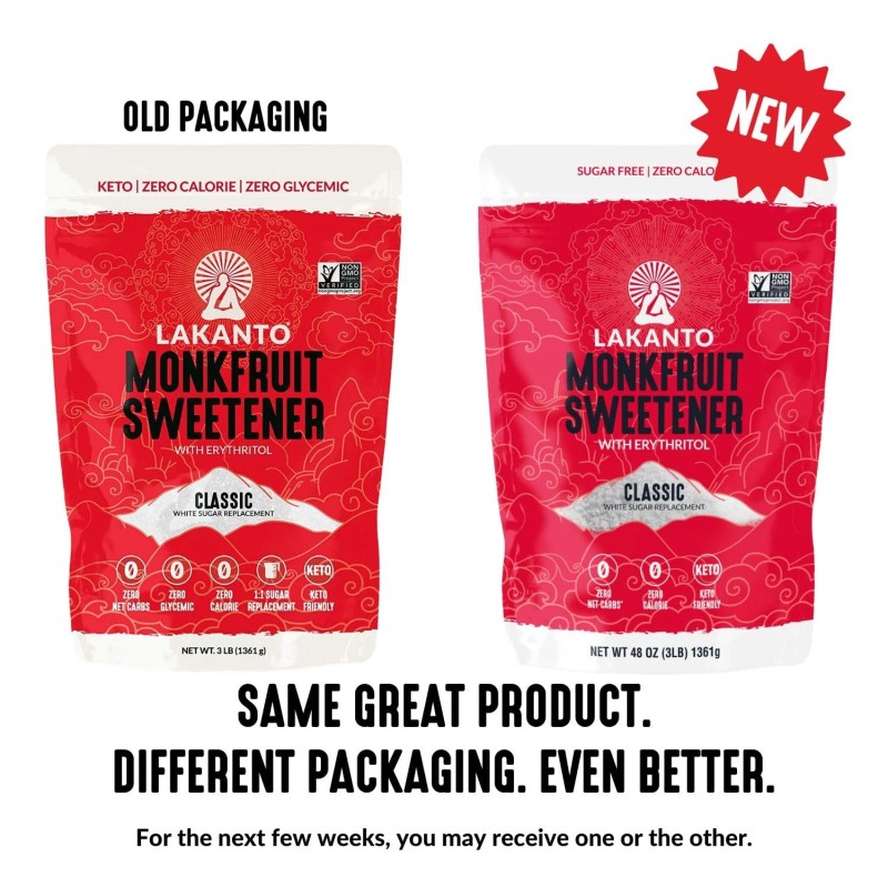 Lakanto Monk Fruit Sweetener With Erythritol, White Sugar Substitute F