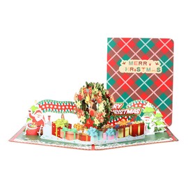 Yimofy Pop Up Christmas Card 3D Christmas Wreath Greeting Cards with Envelopes
