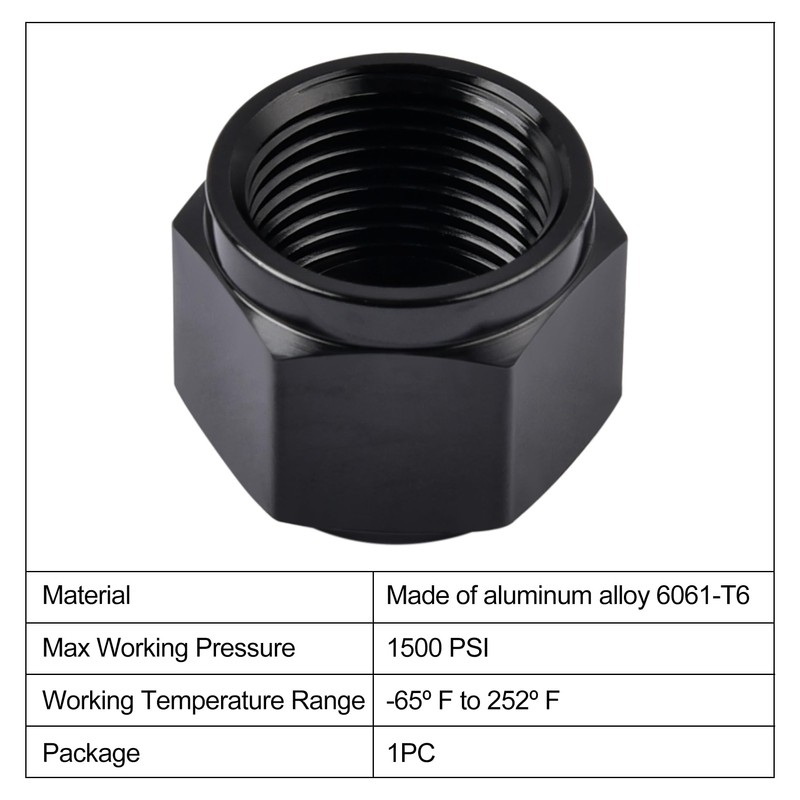 EVIL ENERGY 10AN Flare Cap Block off Fitting Plug Black