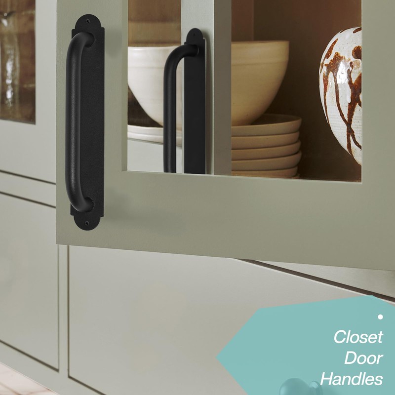 Purife 12'' Black Heavy Duty Metal Gate Handles 2 Pack,