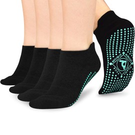 ELUTONG Yoga Socks for Women Non Slip - 4 Pairs Anti Skid Pilates Barre Ballet Fitness Hospital Socks UK 4-7