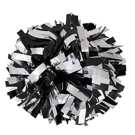 Metallic Cheerleader Cheerleading Pom Poms 6 inch 1 Pair 2 Pieces (Black)