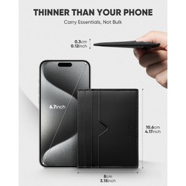 VULKIT Ultra Thin Wallet Credit Card Holder for Men & Women - Small Slim Minimalist Design Cardholder Holds 6+ Cards, Cash Notes & Coins | RFID Blocking | UK Carry Travel Essential (Black, Slim)