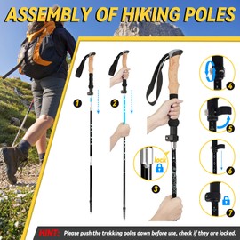 PQETBV Hiking Poles Foldable for Men and Women, Nordic Walking Poles, Walking Poles, Trekking Poles with 6 Pairs of Rubber Buffers for Trekking