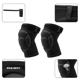 EULANT Volleyball Knee Pads with Anti-slip Elastic Band, Thick Sponge Work Knee Pads, Protective Pull Up Knee Pads for Football Dance Running Wrestling Hiking Skating MTB Garden Gym,L