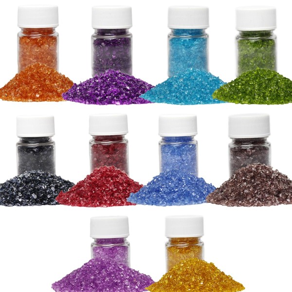 10Box -1LB Crushed Glass for Crafts Glitter Resin Art, Small