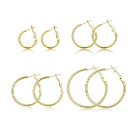 Sroyte 6 Pairs Gold Silver Hoop Earrings for Women, 14K Gold Plated Hoop Earring for Women, Lightweight Hypoallergenic Dainty Hoop Earrings Set (4 Pairs Gold 20mm25mm30mm40mm)