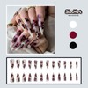 SINHOT Stiletto Press on Nails Long - Black Flower Fake