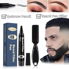 Beard Pen Filler – Waterproof, Sweatproof & Long-Lasting – Natural Finish for Beard & Scalp – Covers Patches Instantly!:_Black