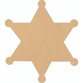 Unfinished Sheriff Badge Wood 6" Cutout, DIY Paintable 1/4" MDF Craft