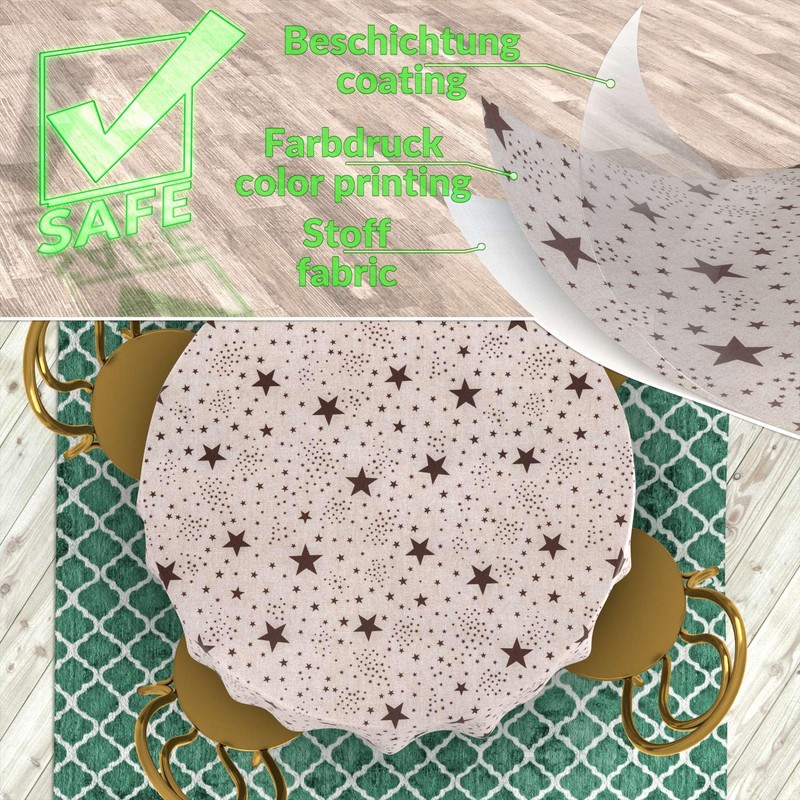 Fabric Tablecloth Washable Table Linen Tablecloth Cotton Polyester Stars Round