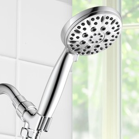 Shower Head, 6 Spray Modes Handheld Showerhead, High Pressure Hand Shower with 59 Inch Stainless Steel Hose and Adjustable Showerhead Holder, Chrome