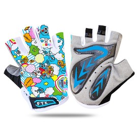 Kids Junior Cycling Gloves Fingerless Outdoor Sport Road Mountain Bike, Fit Boy Girl Youth Age 2-10, Gel Padding Bicycle Half Finger Pair S M L XL (Color Dream, M)