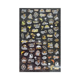 Autumn Palm Maple Leaf Banana Beach Flamingo Fish Self Adhesive 3D Nail Stickers F657 Laser Gold White Nail Wraps Stickers Manicure Supplies for Women Nails Full Long Lasting Easy Apply and Remove