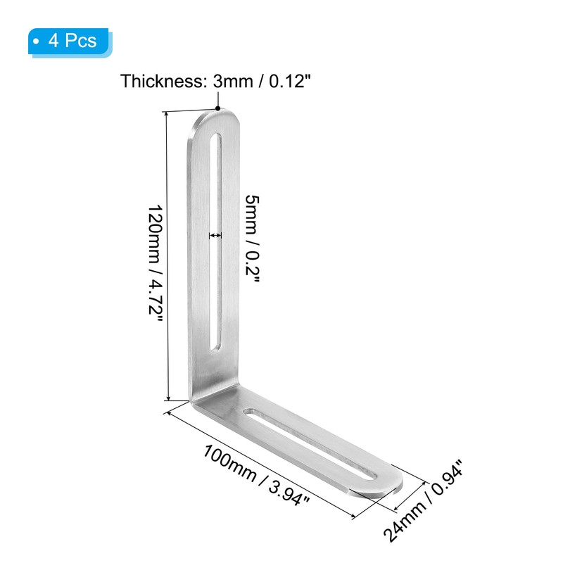 PATIKIL Stainless Steel Corner Braces 3.94 x 4.72 Inch,4 Pieces