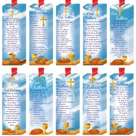 PerKoop 60 Pcs Lord's Prayer Bookmarks Bulk Religious Christian Bookmarks Bible Verse Scripture Reading Book Marks Prayer Gospel Tracts Inspirational Church Supplies for Women Men Office