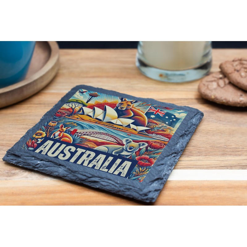 Australia Landmark Art Slate Coaster (slco-ds24-ozrg)