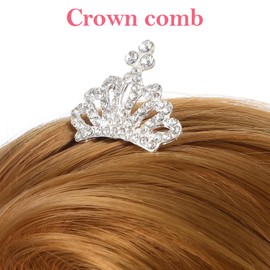 4 Pcs Mini Tiara Crown Hair Clips, Medium Hair Clips Combs for Little Girls, Cute Tiaras Small Rhinestone Tiara Clip, Mini Tiara Crowns for Little Girls Kids Party Headdress (Style B)