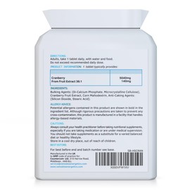 Cranberry - 5000mg 90 Tablets - Superior Natural High Strength Cranberry Extract - Urinary Tract Bladder and Kidney Support - UK Made