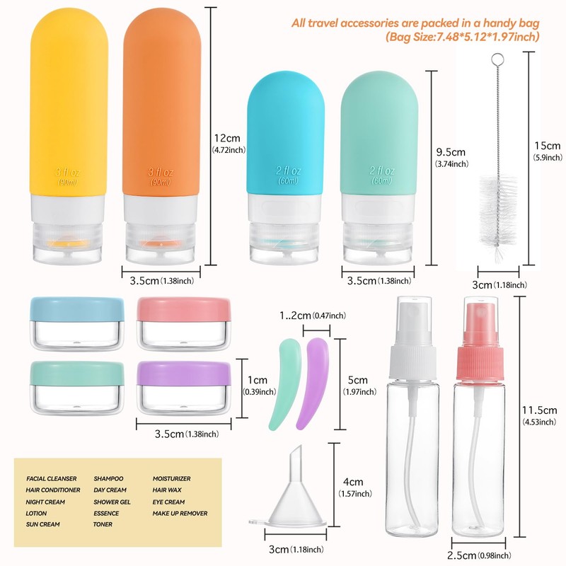 DEPOZA 16 Pack Travel Bottles Set - TSA Approved Leak