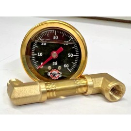 wcc BRASS IRONHEAD SPORTSTER OIL PRESSURE GAUGE pipe MOUNT bobber chopper black 60
