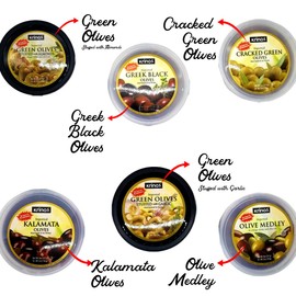 Healthy Gourmet Gift Set with Olives and Ready to Eat Greek meals (Olives like Kalamata olives,black, green olives, stuffed olives)