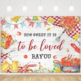 MEHOFOND 7x5ft Crawfish Boil Engagement Backdrop, How Sweet It is to be Loved Bayou Bridal Shower Crawfish Boil Decorations Party Background Supplies