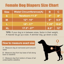Langsprit Washable Female Dog Diapers (3 Pack) - Reusable Dog Diapers for Female Dogs - Highly Absorbent Dog Dresses for Dogs in Period,Heat or Excitable Urination(X-Large)