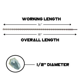 SDS Plus 1/2 Inch x 18 Inch Masonry Drill Bit for Rotary Hammers (Industrial Grade Carbide Tipped) Extra Long Perfect for Concrete, Cement, Brick, Stone, and More!