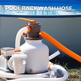 Pool Backwash Hose 2" x 50 FT - Heavy Duty Burst Resistant PVC Pool Pump Hose for Inground Pools, Sump Pump Discharge & Filter Drainage, with Clamp (Orange)