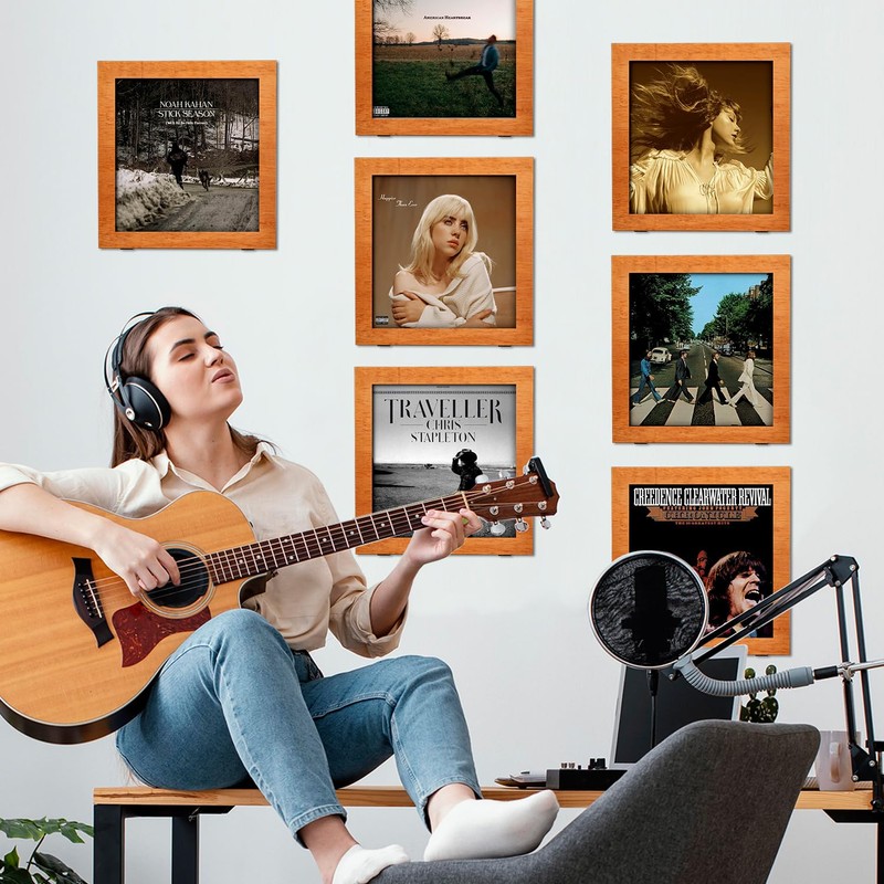 DORNELIA 3-Pack Vinyl Record Frame Display for 12x12 Inch, Front