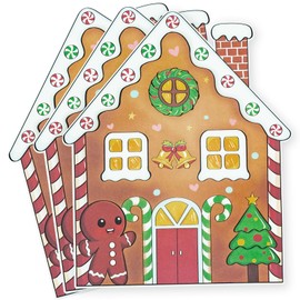 Gingerbread Placemats - 50 Psc Disposable Paper Placemats Christmas Place Mats, Gingerbread House Shaped Candy Cane Table Mats for Xmas Dinner Table Setting Holiday Winter Party Decor, 10.8" x 13.3"