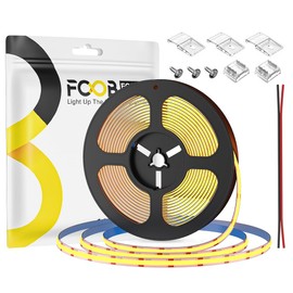 FCOB 16.4FT COB LED Strip Lights, Dimmable DC 12V 2700K Warm White 480LEDs COB Strip, Adhesive Flexible Cuttable Strip Lights for DIY Home Decor, Shelf, Cabinet (No Adapter or Controller)