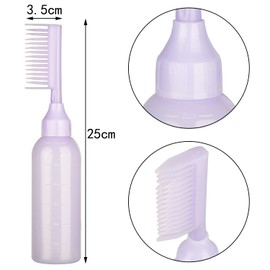 UNVOJL 2 Pack Root Comb Applicator Bottle Hair Dye Dispensing Bottle with Scale for Home Salon (Purple)