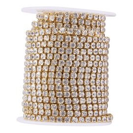 ENN LLC Crystal Chain Rhinestone Chain Handmade Roll Craft DIY Material 10M (2.5mm, Gold)