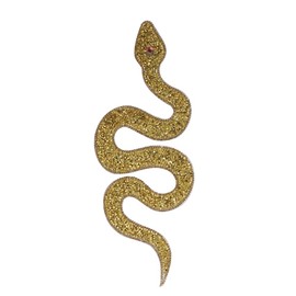 Snake-Shaped Rhinestones Trim Beaded Applique Iron on Patches Hot Fix DIY Clothing Accessories for Bags Wedding Dress 2pieces (gold)
