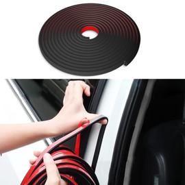Mearo Automotive Door Weather Stripping, Car Door Rubber Seal Strip, 16.5 FT Rubber Seal Strip with Side Bulb, Universal Car Accessories Multi-Purpose Rubber Edge Trim for Car Truck SUV Doors