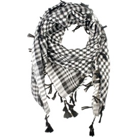 VIVIAN & VINCENT VIVIAN & VINCENT Shemagh Tactical Desert Scarf Keffiyeh Scarf Wrap for Men And Women (Black White)