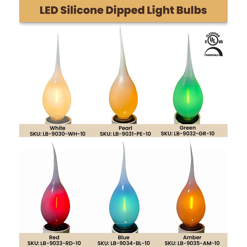 Royal Designs, Inc. Silicone Dipped Filament LED Bulb, 1-Watt C7