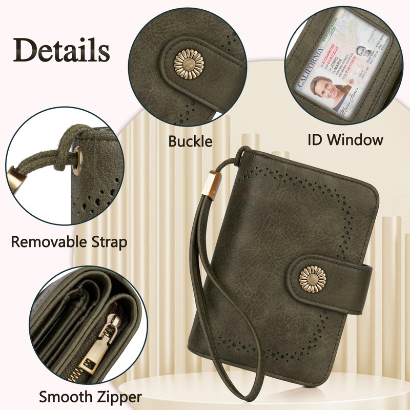 TEUEN Women's Large Capacity PU Leather Vintage Purse Wallet with