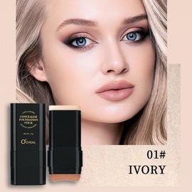Zaidoc Foundation Concealer Stick, Dual-ended with Built-in Brush, Moisturizing & Lightweight - Buy 2 Concealer Sticks, Get a $13 Value Gift Set Free: 1 Bottle (120ml) of Turmeric Vitamin C Gel Cleanser and 1 Peel-off Lipstick:_01#IVORY