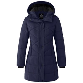 wantdo Women's Puffer Jackets Heavy Puffy Coats Thiked Winter Coats (Navy X-Large)