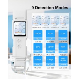 9-in-1 Smart Water Tester with APP Monitoring, Digital Water Test Kit for Turbidity, TDS, EC, Temp, Salt, GH, TOC, COD & UV275, Professional Water Tester