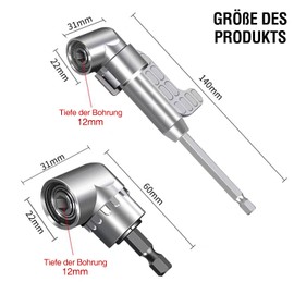 105° Angle Wrench Attachment Adapter Set, with Multifunctional Bending Screwdriver Bit, 1/4 Inch Hex Shank Angle Gear, Corner Tool Screw Hub (A)