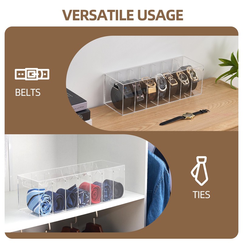 Cool Blang Acrylic Belt Organizer with Dust Cover – Clear